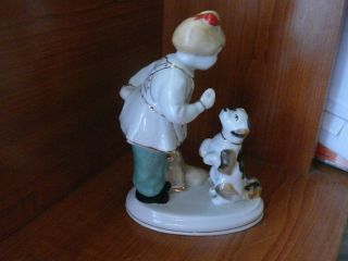 Soviet Russian Zhk Porcelain Figurine Girl W/ Dog & Taddy Bear - Come Take Away