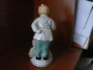 Soviet RUSSIAN ZHK Porcelain Figurine Girl w/ Dog & Taddy Bear - Come Take away 4