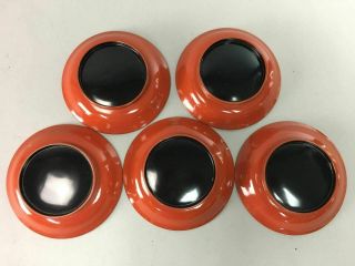 Japanese Lacquer ware Wooden Coaster Saucer Vtg Chataku 5pc Set Red Round LW927 5