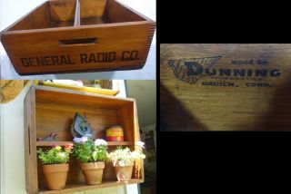 Vintage Advertising Wood Crate General Radio Co.  Shelf Display Home Garden Porch