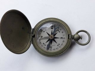 Vintage Wittnauer Wwii Ww2 Us Army Military Brass Pocket Compass Antique