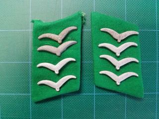 Ww2 German Luft Green Field Division Collar Tabs 4 Gulls Insignia Patch Pair