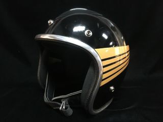 Vintage 1971 Arthur Fulmer Af40 Helmet Xl Black W/ Gold Wings