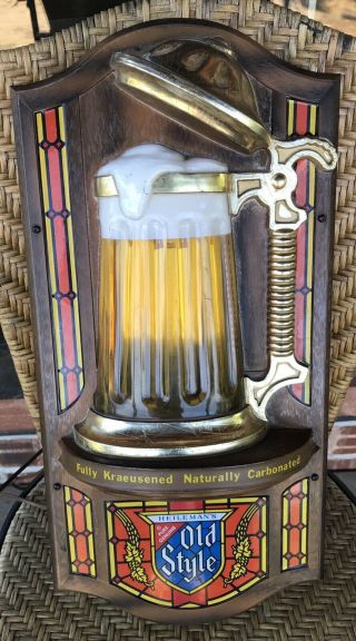 Vintage Old Style Beer Sign Light - up Motion Bubbler Bubbling Stein Heileman 4