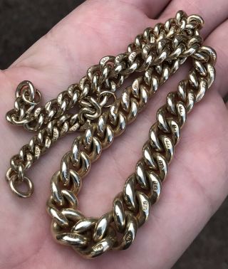 A VERY HEAVY ANTIQUE 18CT GOLDFILLED POCKET WATCH CHAIN,  STAMPED 18CT EVERY LINK 12