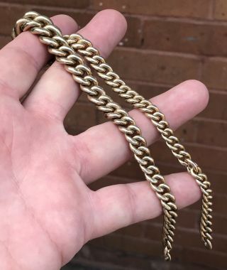 A VERY HEAVY ANTIQUE 18CT GOLDFILLED POCKET WATCH CHAIN,  STAMPED 18CT EVERY LINK 3