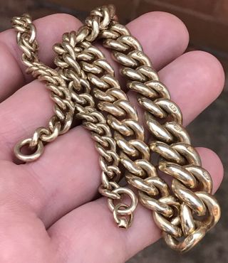A VERY HEAVY ANTIQUE 18CT GOLDFILLED POCKET WATCH CHAIN,  STAMPED 18CT EVERY LINK 4
