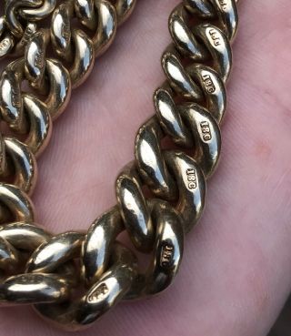 A VERY HEAVY ANTIQUE 18CT GOLDFILLED POCKET WATCH CHAIN,  STAMPED 18CT EVERY LINK 5