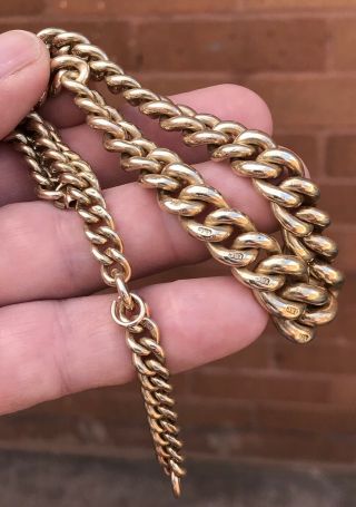 A VERY HEAVY ANTIQUE 18CT GOLDFILLED POCKET WATCH CHAIN,  STAMPED 18CT EVERY LINK 8