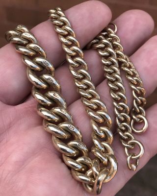 A VERY HEAVY ANTIQUE 18CT GOLDFILLED POCKET WATCH CHAIN,  STAMPED 18CT EVERY LINK 9