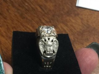 Size 11 Men’s Vintage 10K Gold & White Sapphire 32nd Degree Masonic Ring 2