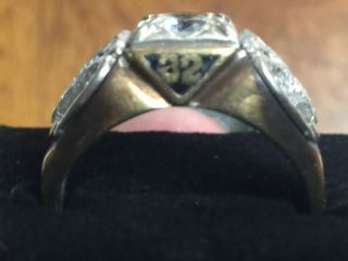 Size 11 Men’s Vintage 10K Gold & White Sapphire 32nd Degree Masonic Ring 4