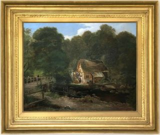 A River Landscape Antique Oil Painting By William Henry Crome (1806–1873)