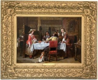 Nell Gwynn At The Tavern Antique Oil Painting Attr.  Charles Landseer (1799 - 1879)