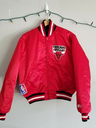 Vintage Chicago Bulls Reversible Starter Satin Jacket Men ' s Large 3