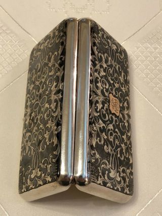 Antique 19hC Imperial Russian Silver 84&Niello Enamel Cigarette Case 3