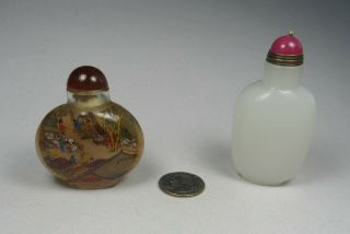 2 Chinese Glass Perfume/ Snuff Bottles - 1 Is Painted On The Inside Of The Bottle