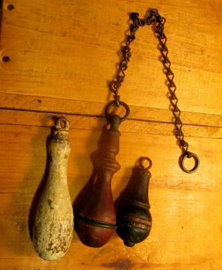 Three Vintage Wooden Pull Chain Toilet Handle Hardware Water Closet Handle