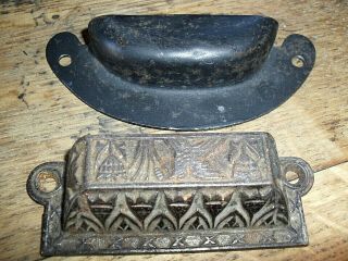 Antique Vintage Cast Iron Metal Ornate Drawer Pulls Handles 1 Eastlake