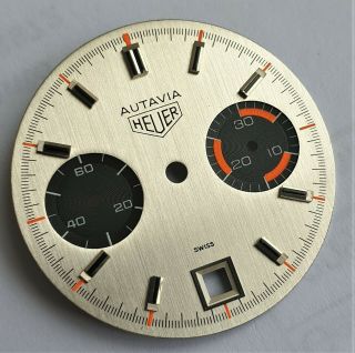 Vintage Heuer Autavia Chronograph Orange Boy dial caliber Valjoux 7734 60 ' s NOS 2