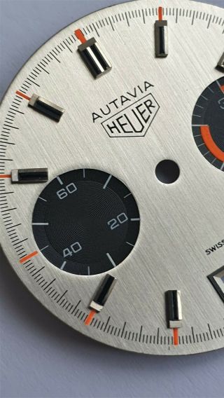 Vintage Heuer Autavia Chronograph Orange Boy dial caliber Valjoux 7734 60 ' s NOS 3