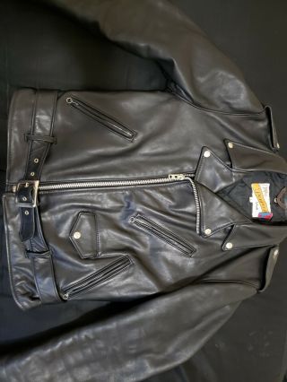 Mens Vintage Schott Perfecto Leather Motorcycle Biker Jacket Patina L 40 Usa