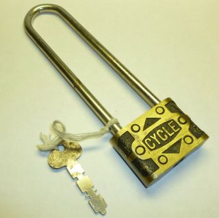 Vintage Cycle Bicycle Bike Padlock Lock With Key