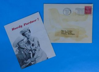1954 Roy Rogers Christmas Card To A Fan With Envelope