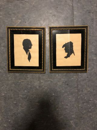 Vintage Silhouette Pair Set Man & Woman 1930s Antique Frame Family Owned