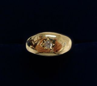 Antique Diamond Set Gypsy Ring 18ct Yellow Gold - Size K (us 5.  25) - 4.  3 G