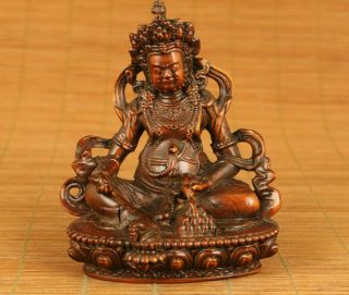 Blessing Unique Old Boxwood Prince Of Dharma Buddha Statue Netsuke Figure God
