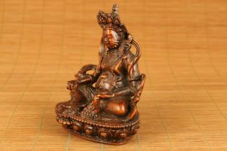 Blessing unique old boxwood prince of Dharma buddha statue netsuke figure god 4