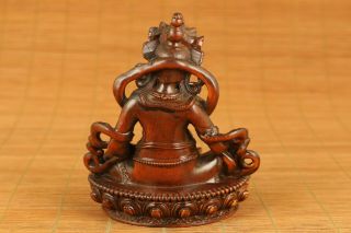 Blessing unique old boxwood prince of Dharma buddha statue netsuke figure god 5