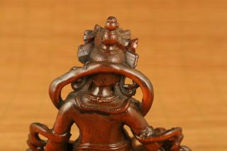 Blessing unique old boxwood prince of Dharma buddha statue netsuke figure god 6