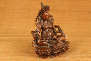 Blessing unique old boxwood prince of Dharma buddha statue netsuke figure god 8