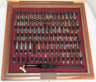 210 Nib Dip Pen Set: Handcrafted Wood Case w/ 3 Custom Ebony Pens,  1 Vintage Pen 4