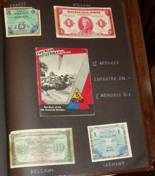 Photo Album Of W.  W.  Ii G.  I. ,  Kia - 1945 - Patches,  Gold Star Cert. ,  Wartime Money