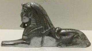Vtg Cast Aluminum Gate Or Hood Mount Egyptian Pharaohs Head W/body Of A Lion