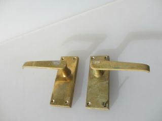 Late Vintage Brass Lever Door Handles Old Architectural Salvage