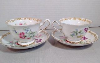 Footed floral cup and saucer w/gold trim Nosegay by Royal Albert 2