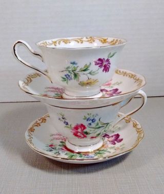 Footed floral cup and saucer w/gold trim Nosegay by Royal Albert 3
