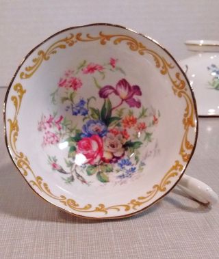 Footed floral cup and saucer w/gold trim Nosegay by Royal Albert 8