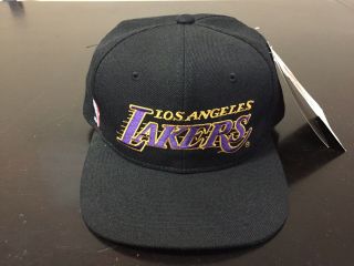Nwt Vintage Los Angeles Lakers Sports Specialties Black Script Snapback Hat
