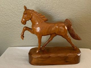 Vintage Beauty 10 " Teak Wood Hand Carved Rearing Horse Stallion Sculpture Statue