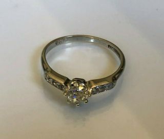 Antique Platinum & 18k gold solitaire (. 62ct) diamond ring size Q 1/2 - 8 1/4 2