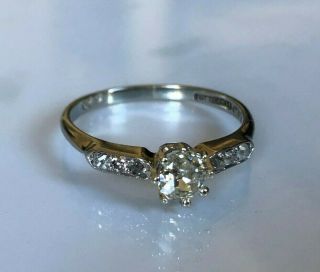 Antique Platinum & 18k gold solitaire (. 62ct) diamond ring size Q 1/2 - 8 1/4 3