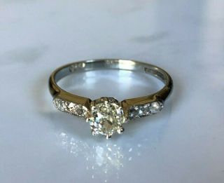 Antique Platinum & 18k gold solitaire (. 62ct) diamond ring size Q 1/2 - 8 1/4 5