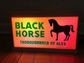Vintage Black Horse Thoroughbred Of Ales Flashing Lights Beer Sign Usa Made