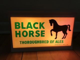 Vintage Black Horse Thoroughbred Of Ales Flashing Lights Beer Sign USA Made 5