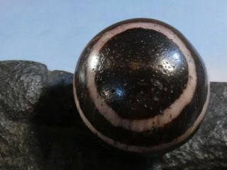 Large Antique Pumtek Bead Rare Ghost Eye Pattern Round Shape Bead 21.  8 Mm Tops